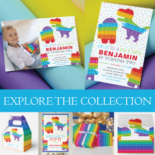 Convite Foto Do Robô Dinossauro Do pop It Boy Birthday