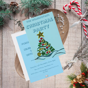 Papel De Presente Árvore de Artesanato Festiva no Natal Azul Pálido