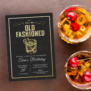 Convite Chame-me de velho Aniversário Retro Branco Branca