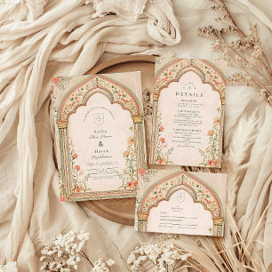 Cartão De Agradecimento Vintage Elegant Floral Islamic Wedding