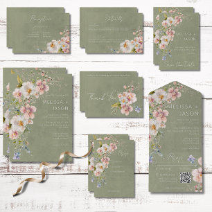Reserve A Data Pastel Floral Modern Green Wedding