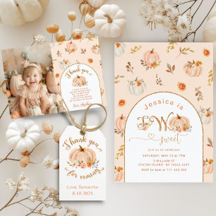 Convite Menina de ouro de abóbora no primeiro aniversário