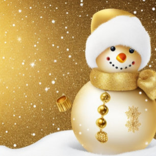 Convite Feriados do Ouro de Natal Snowman Flocos de Neve