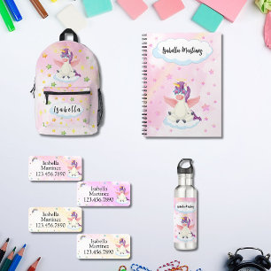 Etiquetas Tema de Unicórnio para Meninas Nome Personalizado 