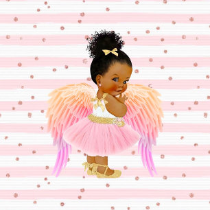 Convite Chá de fraldas Africano American Girl Ballerina