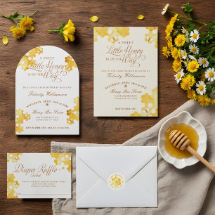 Convite Um Mel Doce No Caminho Do Chá de fraldas Da Abelha