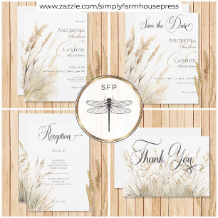 Cartão De Agradecimento Casamento Rustic Boho Seco Tan Grass
