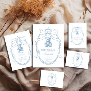 Convite Chá de fraldas de Urso Justo Francês