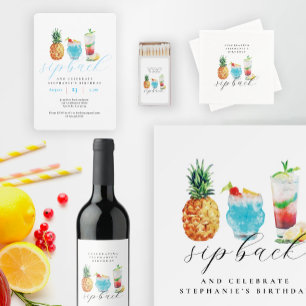 Convite Festa de aniversário de coquetéis de cores vibrant