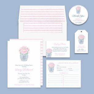 Adesivo Redondo Pastel Pink Peonies Baby Girl Chá Favor