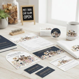 Panfleto Marinho Marrom Tone Pet Report Embarcar Cães Cutes