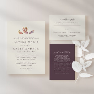 Cartão De Informações Folha de outono simples recepção