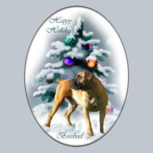 Cartão De Festividades Presentes de Natal Boerboel