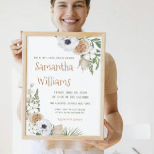 Convite Chá de fraldas De Algodão Botânico De Inverno