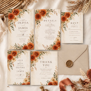 Convite de Casamento Boho Wild Terracotta Garden