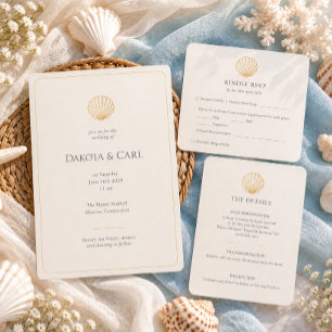 Elegante Resposta para Casamento Creme Concha de O