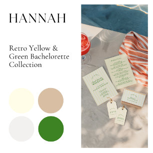 Convite Fim de Semana de Bachelorette Verde e Amarelo Retr