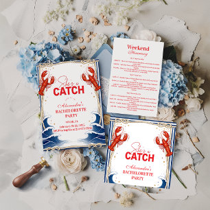 Adesivo Redondo Festa de Solteira de Lagosta Elegante à Beira-Mar