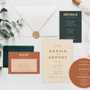 Convite Modern Boho Jewel Earth Detalhes do Tom Inserir Ca