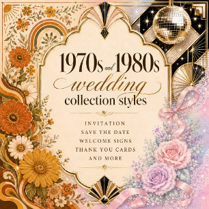 Convite Casamento Glam Disco dos Anos 1970 com Brilho de O