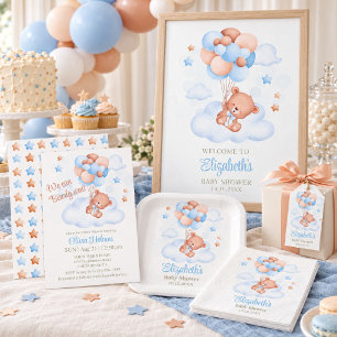 Convite para Chá de Bebê do Ursinho Teddy no Céu