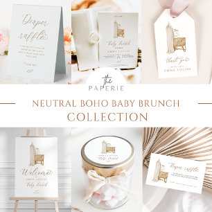 Adesivo Redondo Neutral Boho Baby Brunch