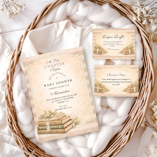 Convite Um Novo Capítulo Chá de Bebê Vintage Books