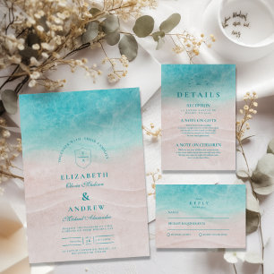 Cartão RSVP Casamento de Praia Tropical de Watercolor