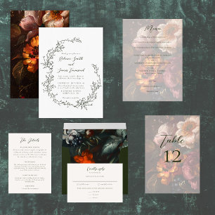 Cartão De Informações Detalhes de Casamento da Pintura Floral Romântica 