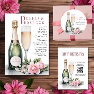 Adesivo Redondo Pérolas e Prosecco Floral Elegante Chá de Bebê de 
