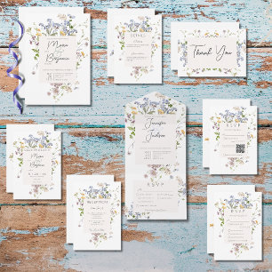 Cartão RSVP Casamento Branco de Delicate Boho Wildflower