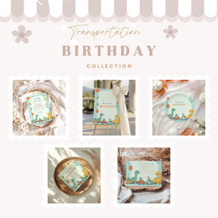 Prato De Papel Segundo aniversário de Carro Race Dinossauro