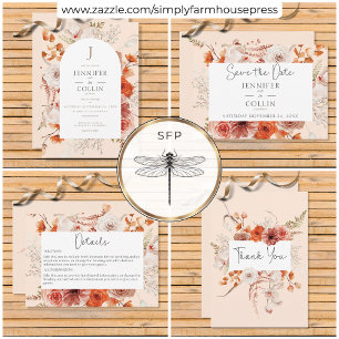 Cartão De Agradecimento Boho Burnt Orange Floral Arco Monograma Peach