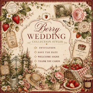 Convite Casamento no jardim de frutas silvestres encantado