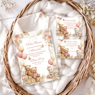 Cartão De Informações Raffle do Urso Vermelho Blush