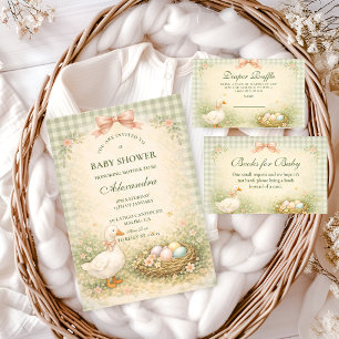 Convite Chá de Bebê Vintage Silly Goose Garden