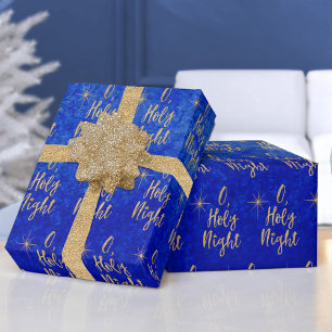 Cartão De Festividades O Holy Night Christmas Gold Blue Christmas Card