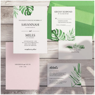 Palma Tropical Monstera Leaf Detalhes do Cartão In