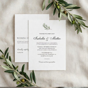 Convite de Casamento Olive Branch com Código QR
