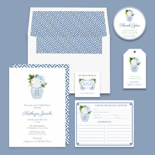 Adesivo Redondo Obrigado Chinoiserie Chic Blue Floral Favor