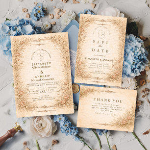 Reserve A Data Elegante Casamento Botânico Floral Vintage
