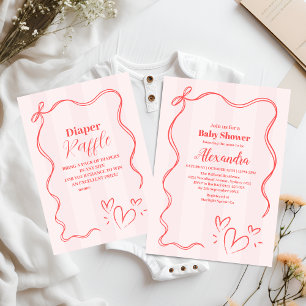 Cartão De Informações Arco de fita colada rosa Raffle