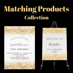 Convite de relâmpago de ouro branco de aniversário