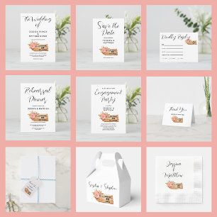 Convite Flores de outono e Noivado de Sinal de Madeira