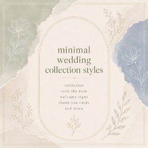 Convite Botânicos de casamento minimalistas em papel rasga