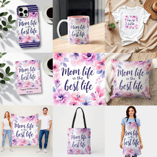 Camiseta A Vida Da Mãe É A Melhor Vida   Watercolor Floral 