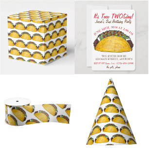 Convite Taco TWOSday Terça-feira Festa do segundo aniversá