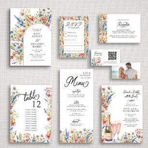 Cartão De Informações Recepção de casamento de flor selvagem