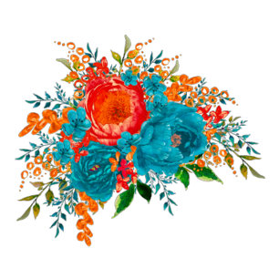 Convite Teal Red Orange Botanical Floral Chá de casamento