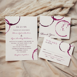 Cartão RSVP Casamento Rustic Burgundy Wine Stain